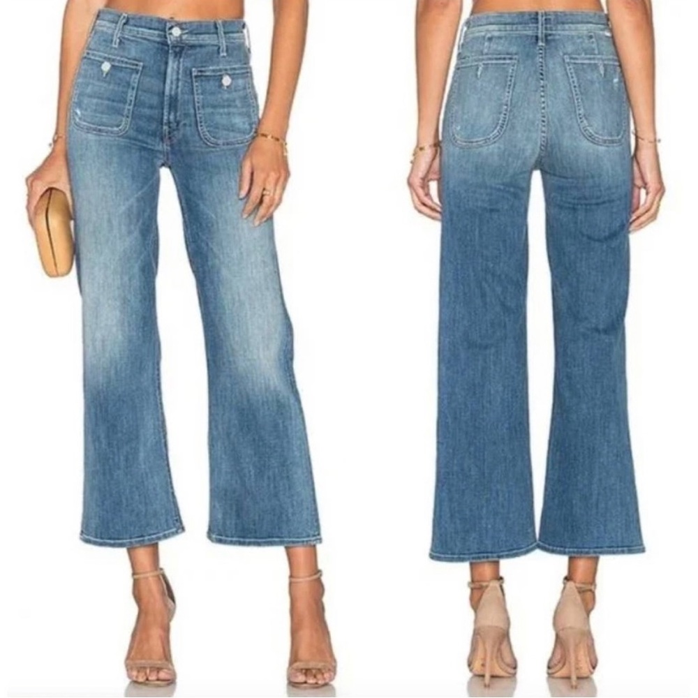 MOTHER patch pocket maverick, cropped denim. Size 26